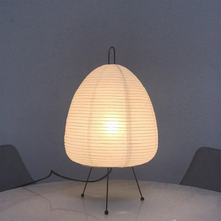 Japanische LED Tischlampe aus Reispapier – Dreibeinige Tischleuchte für Wohnzimmer und Schlafzimmer, 60 cm hoch, Weiß 6