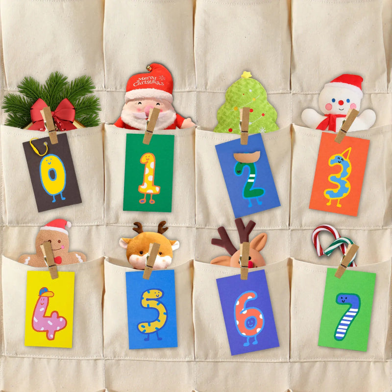 Kids' Advent Calendar Wall Hanging for Christmas Countdown with 24 Pockets for Daily Surprises 1