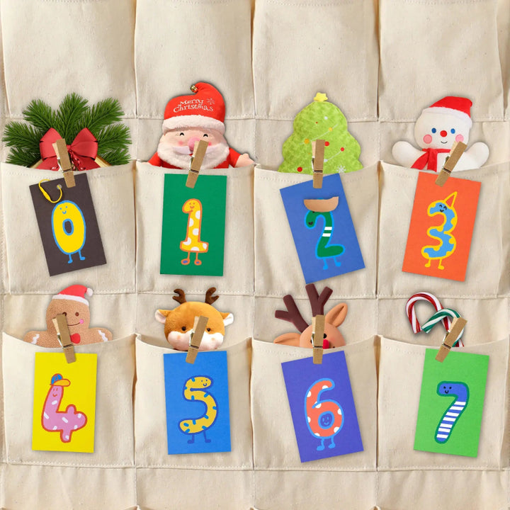 Kids' Advent Calendar Wall Hanging for Christmas Countdown with 24 Pockets for Daily Surprises 1