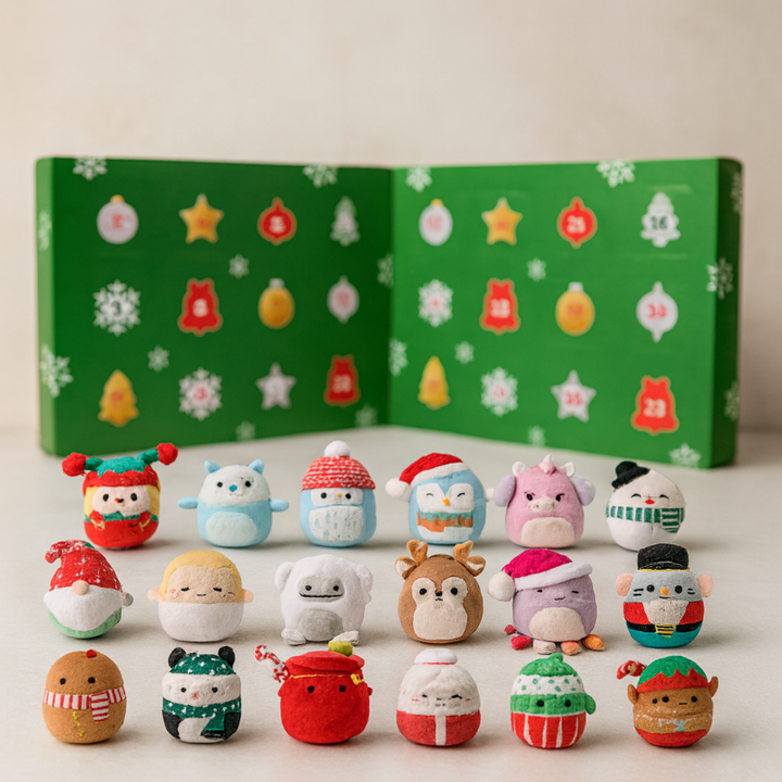 Kids' Advent Calendar with 24 Mini Plush Toys for Christmas Countdown 9