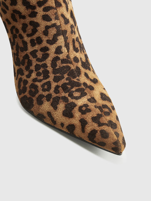 Kniehohe Damenstiefel mit Leopardenmuster und Spitz Zulauf – Bequem und Elegant für Modebewusste Frauen 7