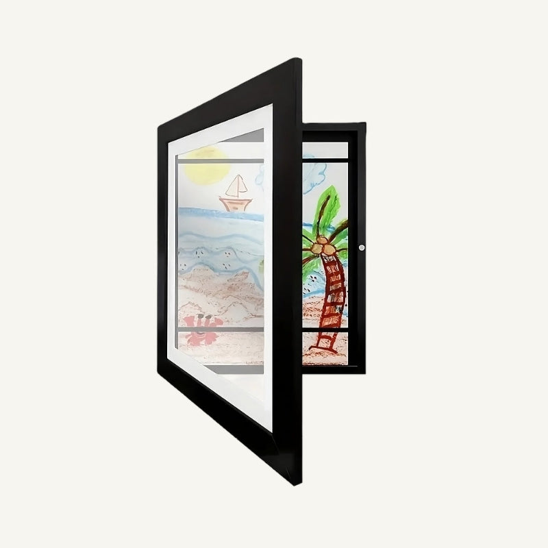 Kunst-Rahmen für Kinderzeichnungen A4 – Wandmontage für bis zu 150 Zeichnungen, Hochwertiger Rahmen in verschiedenen Farben 1