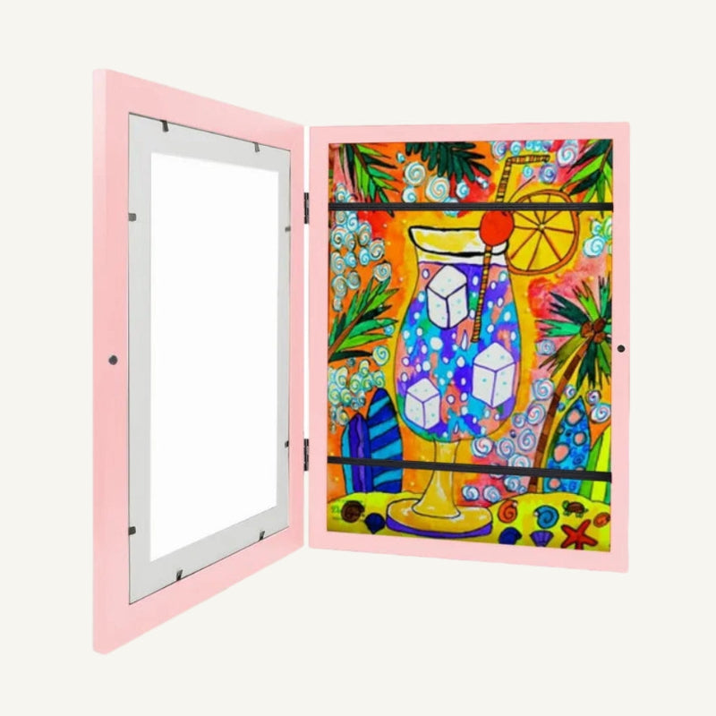 Kunst-Rahmen für Kinderzeichnungen A4 – Wandmontage für bis zu 150 Zeichnungen, Hochwertiger Rahmen in verschiedenen Farben 3