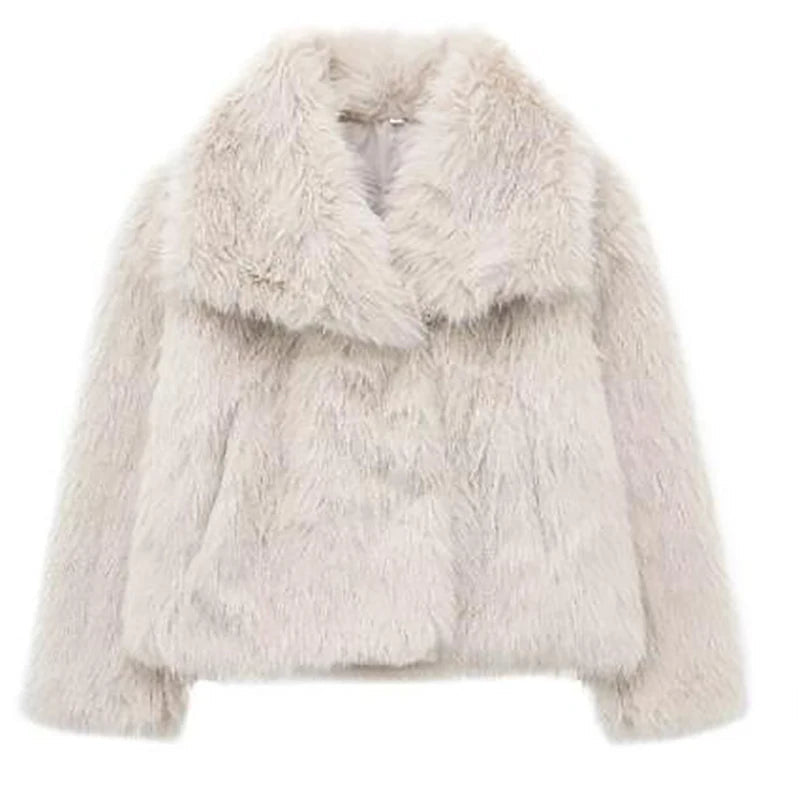 Kurze Damenjacke aus Kunstpelz für Herbst und Winter – Elegante Jacke für kühle Tage, Maschinenwaschbar, Bequeme Passform 6