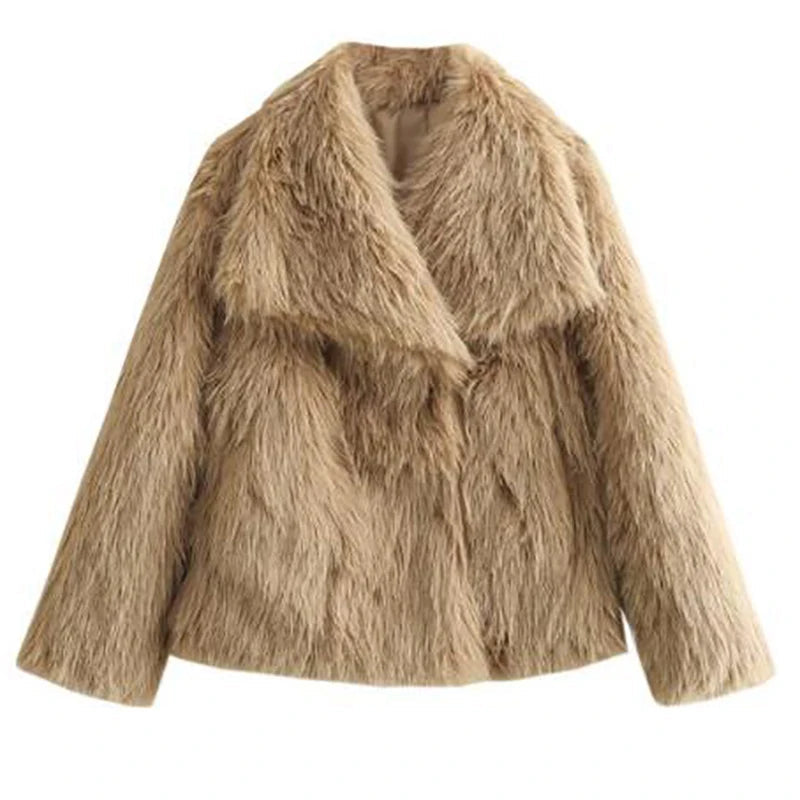 Kurze Damenjacke aus Kunstpelz für Herbst und Winter – Elegante Jacke für kühle Tage, Maschinenwaschbar, Bequeme Passform 8