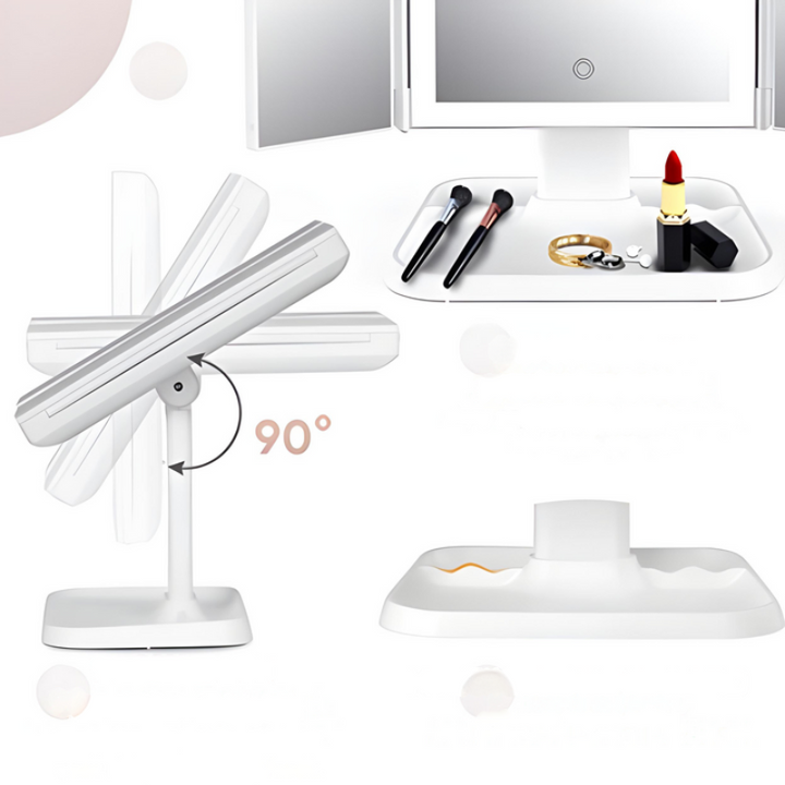 LED cosmeticaspiegel met 3 verlichtingsmodi en vergroting – opvouwbaar en USB-C oplaadbaar, spiegel om te schminken