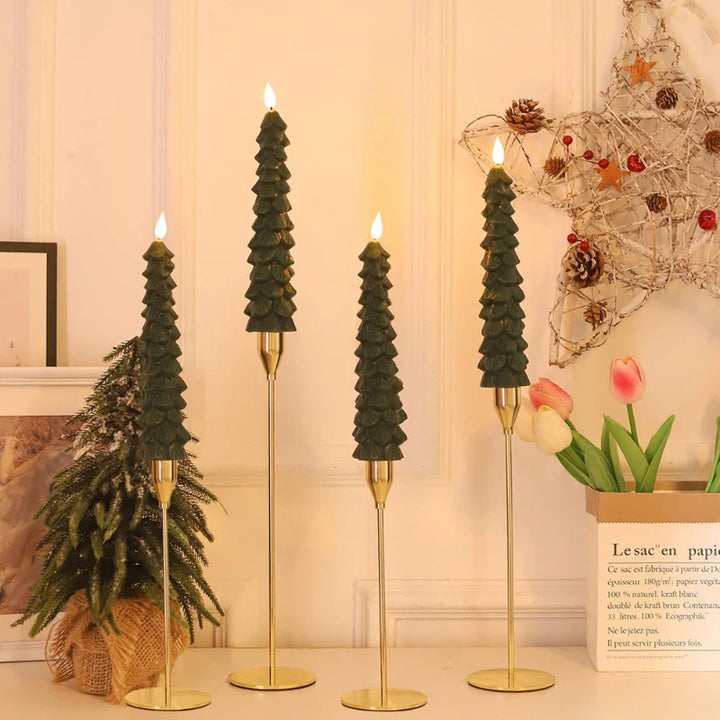 LED Flameless Taper Candles for Home Decor - Green 24cm Warm White Light - Perfect for Christmas and Festive Events 3