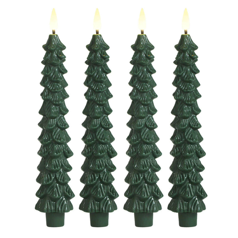 LED Flameless Taper Candles for Home Decor - Green 24cm Warm White Light - Perfect for Christmas and Festive Events 6