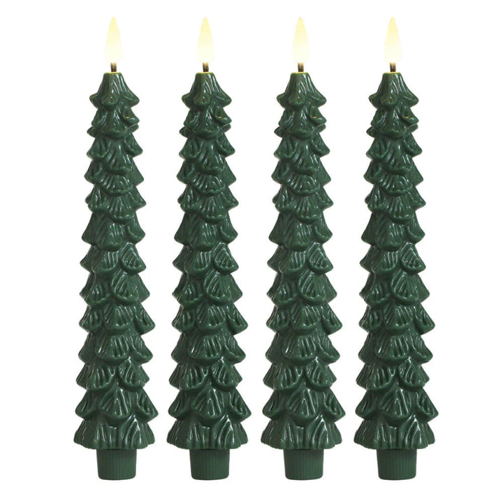 LED Flameless Taper Candles for Home Decor - Green 24cm Warm White Light - Perfect for Christmas and Festive Events 6
