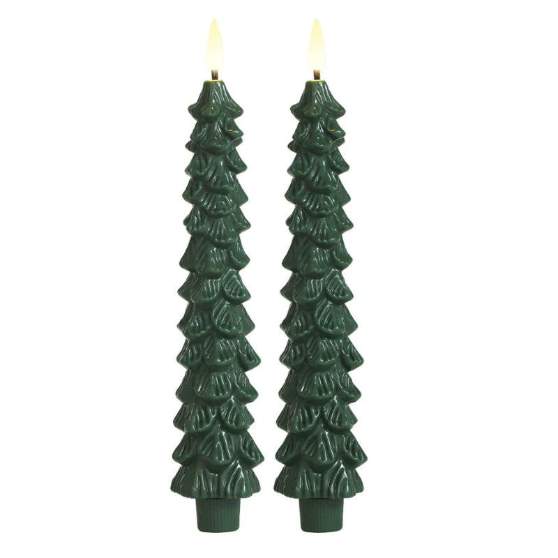LED Flameless Taper Candles for Home Decor - Green 24cm Warm White Light - Perfect for Christmas and Festive Events 7