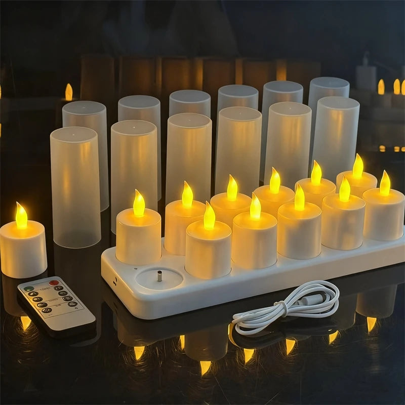 LED Flameless Tea Light Candles Set for Home Decor - Rechargeable, Safe Ambiance, Perfect for Weddings and Parties 0