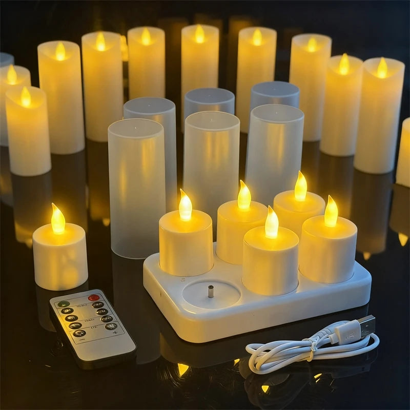 LED Flameless Tea Light Candles Set for Home Decor - Rechargeable, Safe Ambiance, Perfect for Weddings and Parties 1