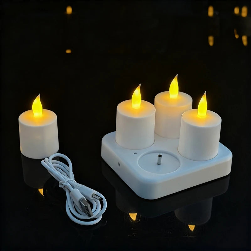 LED Flameless Tea Light Candles Set for Home Decor - Rechargeable, Safe Ambiance, Perfect for Weddings and Parties 2
