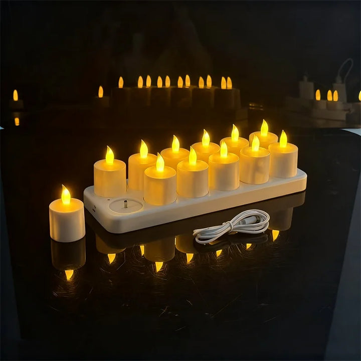 LED Flameless Tea Light Candles Set for Home Decor - Rechargeable, Safe Ambiance, Perfect for Weddings and Parties 3