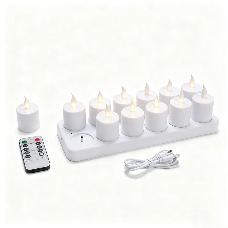 LED Flameless Tea Light Candles Set for Home Decor - Rechargeable, Safe Ambiance, Perfect for Weddings and Parties 4
