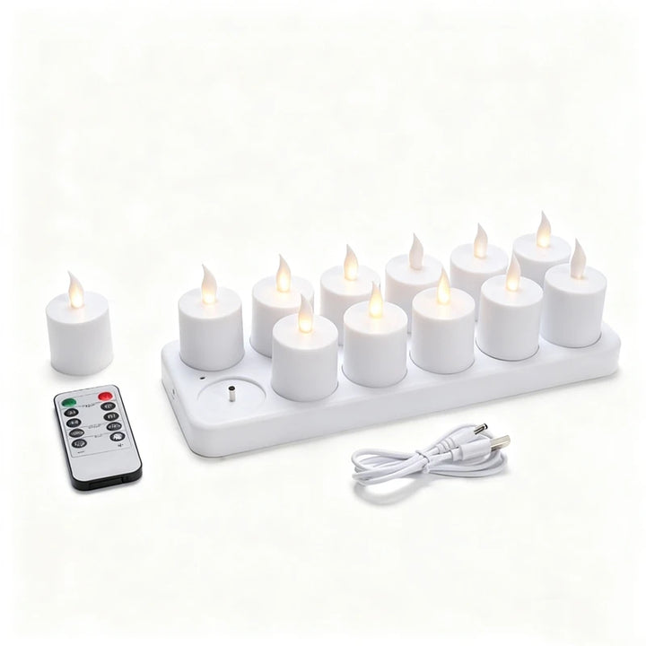 LED Flameless Tea Light Candles Set for Home Decor - Rechargeable, Safe Ambiance, Perfect for Weddings and Parties 4