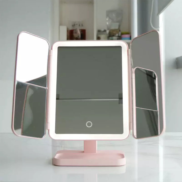 LED Kosmetikspiegel mit 3 Beleuchtungsmodi und Vergrößerung – Faltbar und USB-C Wiederaufladbar, Spiegel zum Schminken 2