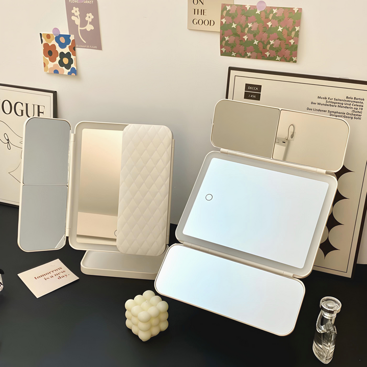 LED Kosmetikspiegel mit 3 Beleuchtungsmodi und Vergrößerung – Faltbar und USB-C Wiederaufladbar, Spiegel zum Schminken 3