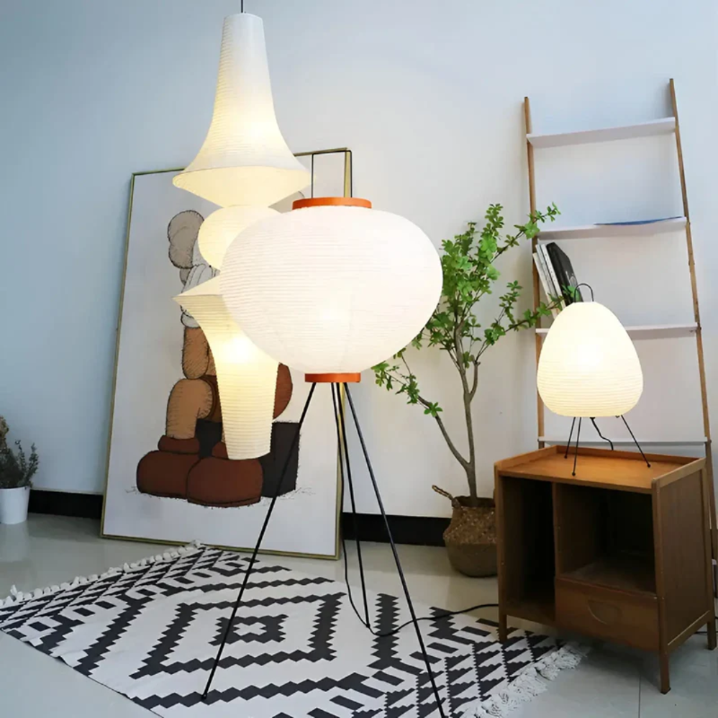 LED Stehlampe aus Reispapier – 150 cm hohe Stehleuchte für Wohnzimmer und Schlafzimmer in Naturweiß 2