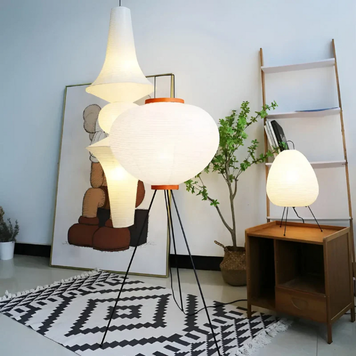 LED Stehlampe aus Reispapier – 150 cm hohe Stehleuchte für Wohnzimmer und Schlafzimmer in Naturweiß 2