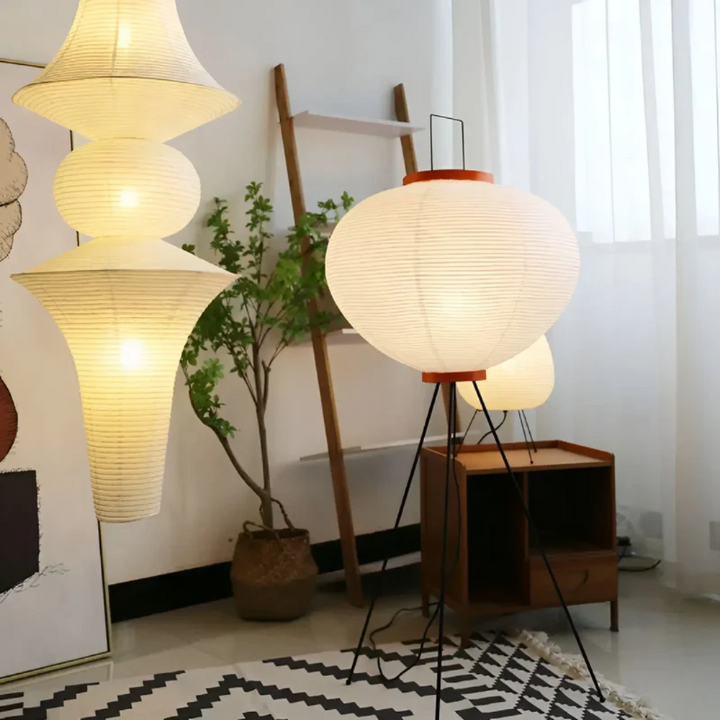 LED Stehlampe aus Reispapier – 150 cm hohe Stehleuchte für Wohnzimmer und Schlafzimmer in Naturweiß 5