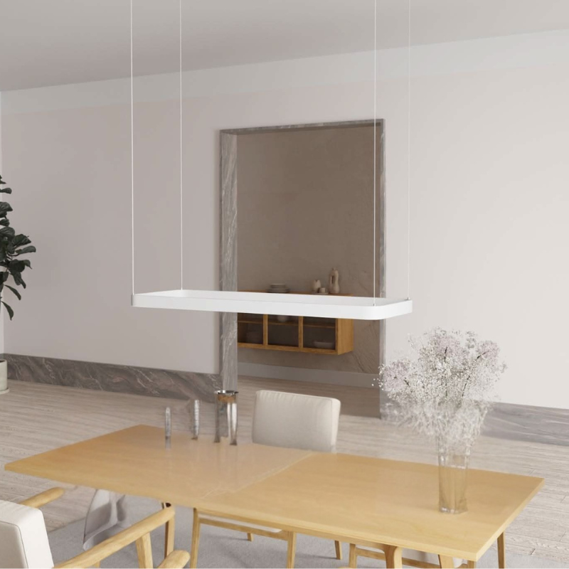 Rechteckige Pendelleuchte mit verstellbaren Aufhängungskabeln