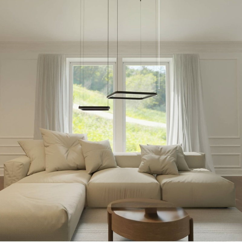 Moderne Geometrische LED-Pendelleuchte mit Dreifachem Quadratrahmen