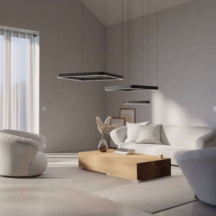 Moderne Geometrische LED-Pendelleuchte mit Dreifachem Quadratrahmen