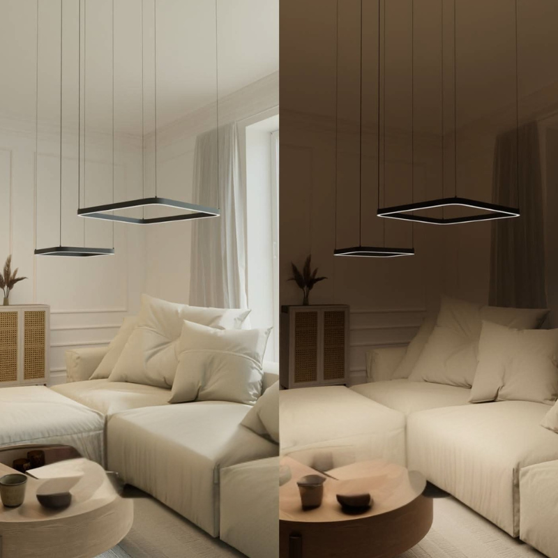 Moderne Geometrische LED-Pendelleuchte mit Dreifachem Quadratrahmen