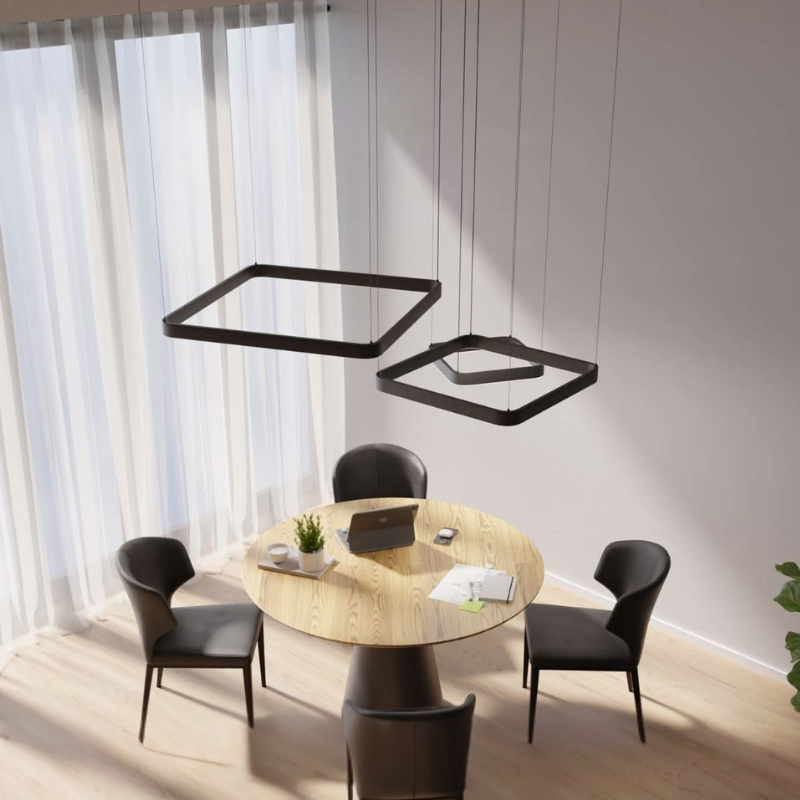 Moderne Geometrische LED-Pendelleuchte mit Dreifachem Quadratrahmen