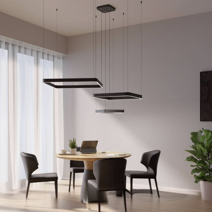 Moderne Geometrische LED-Pendelleuchte mit Dreifachem Quadratrahmen