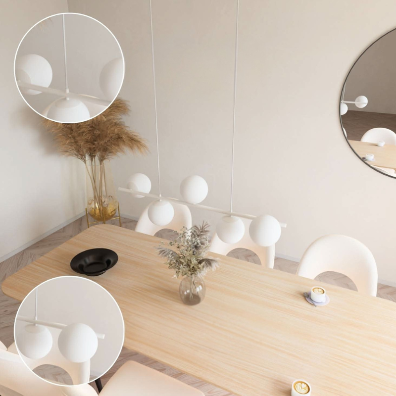 Moderne Lineare Pendelleuchte mit Fünf Opalglassphären