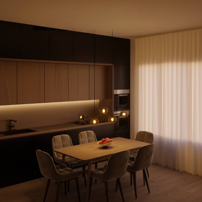 Moderne Lineare Pendelleuchte mit Fünf Opalglassphären