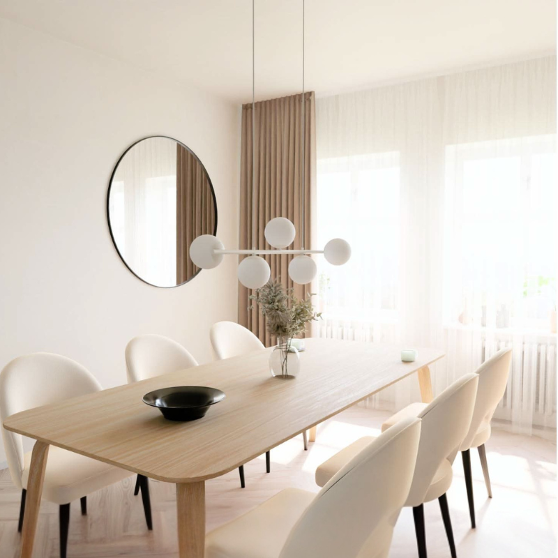 Moderne Lineare Pendelleuchte mit Fünf Opalglassphären