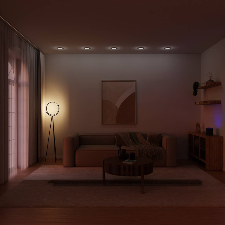 Moderne Stativ-Stehleuchte mit Rundem LED-Rahmen