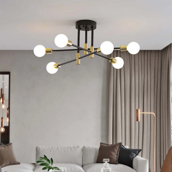 Moderne LED-Deckenleuchte Schwarz und Gold für Wohnzimmer und Schlafzimmer – Warmweiße Beleuchtung 15-20 m² 10