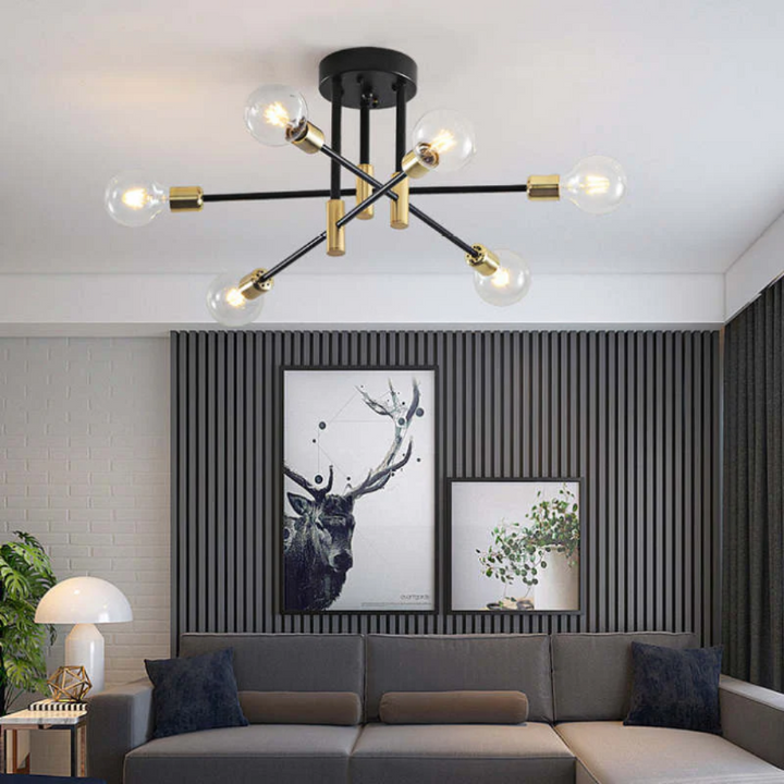 Moderne LED-Deckenleuchte Schwarz und Gold für Wohnzimmer und Schlafzimmer – Warmweiße Beleuchtung 15-20 m² 7