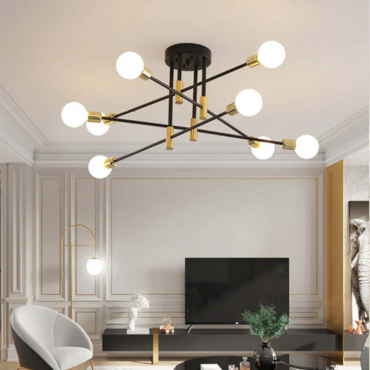 Moderne LED-Deckenleuchte Schwarz und Gold für Wohnzimmer und Schlafzimmer – Warmweiße Beleuchtung 15-20 m² 9