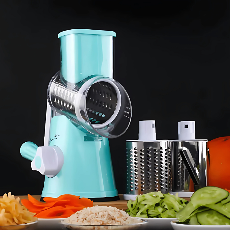 Multifunktionsmandoline für Gemüse mit Ergonomischem Design, Sicherheitsfunktionen und 3 Austauschbaren Klingen – Schwarz/Silber 1