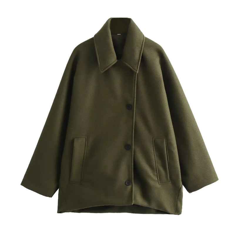 Oversized Winter Coat for Women with Long Sleeves – Cozy Button Front Design for Stylish Warmth 0