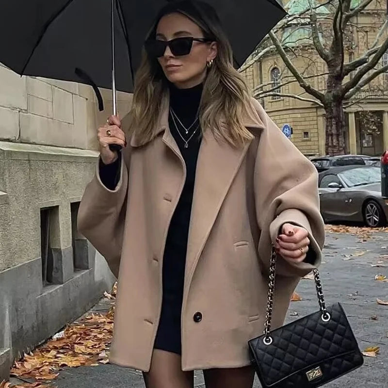 Oversized Winter Coat for Women with Long Sleeves – Cozy Button Front Design for Stylish Warmth 1