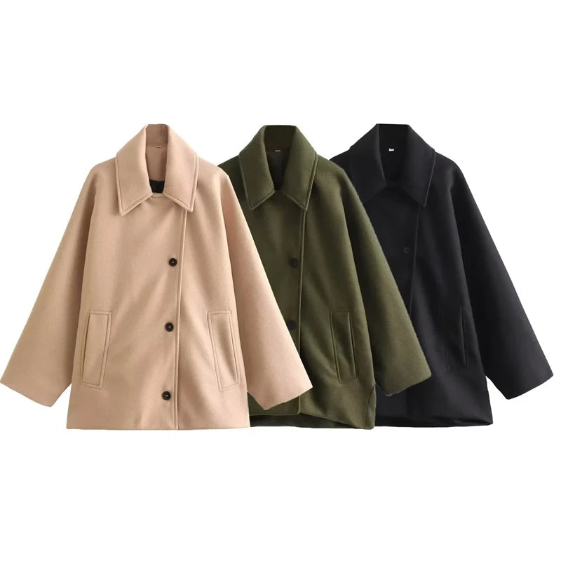 Oversized Winter Coat for Women with Long Sleeves – Cozy Button Front Design for Stylish Warmth 5