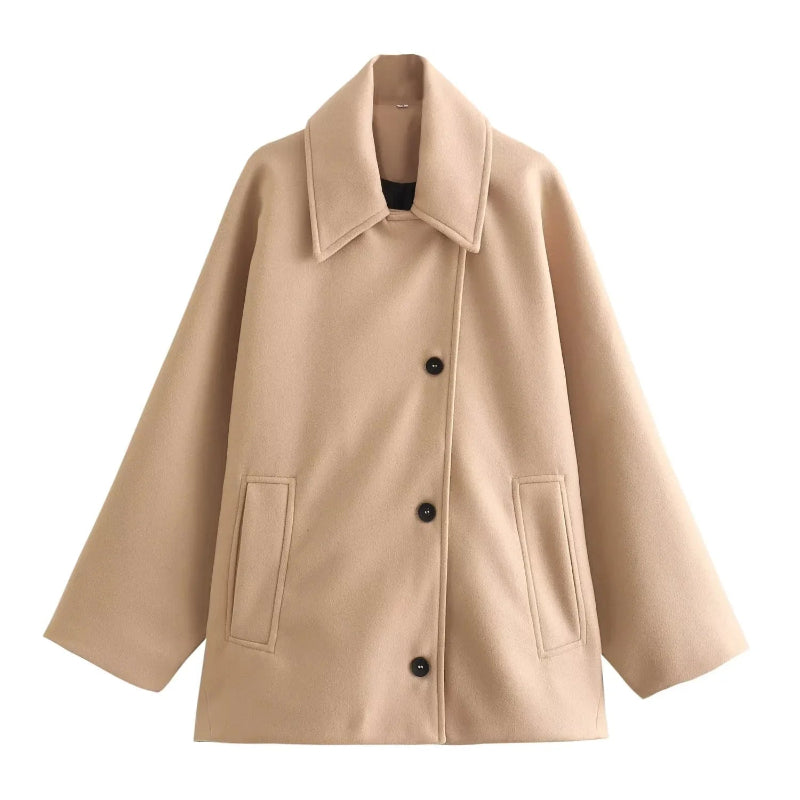 Oversized Winter Coat for Women with Long Sleeves – Cozy Button Front Design for Stylish Warmth 6