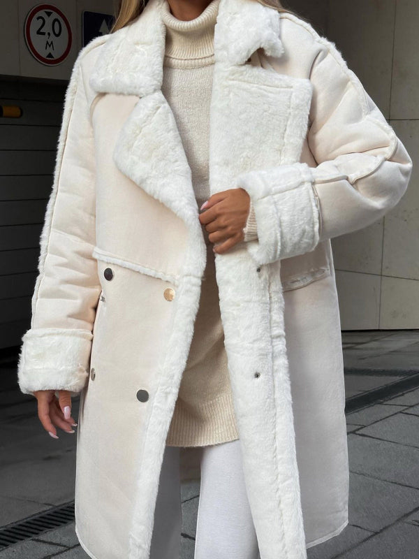 Plus Size Winter Coat for Women, Plush Fur Lining, Stylish Lapel Collar, Warm Teddy Coat, Mid-Length Design 3