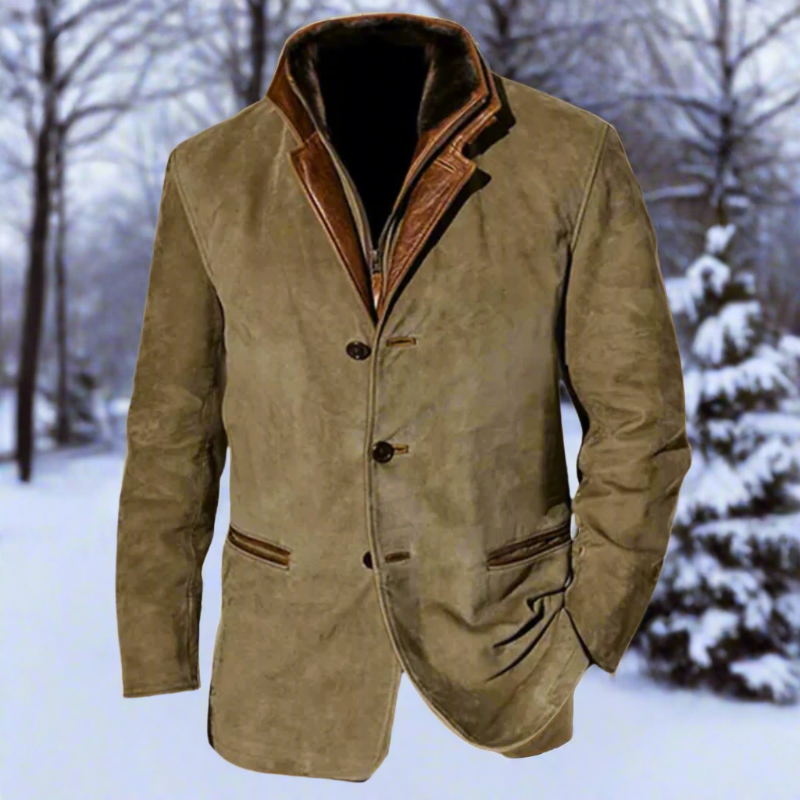 Retro Moderne Herrenjacke aus Wildleder mit Funktionalen Taschen – Elegantes Design für Stilbewusste Männer 0