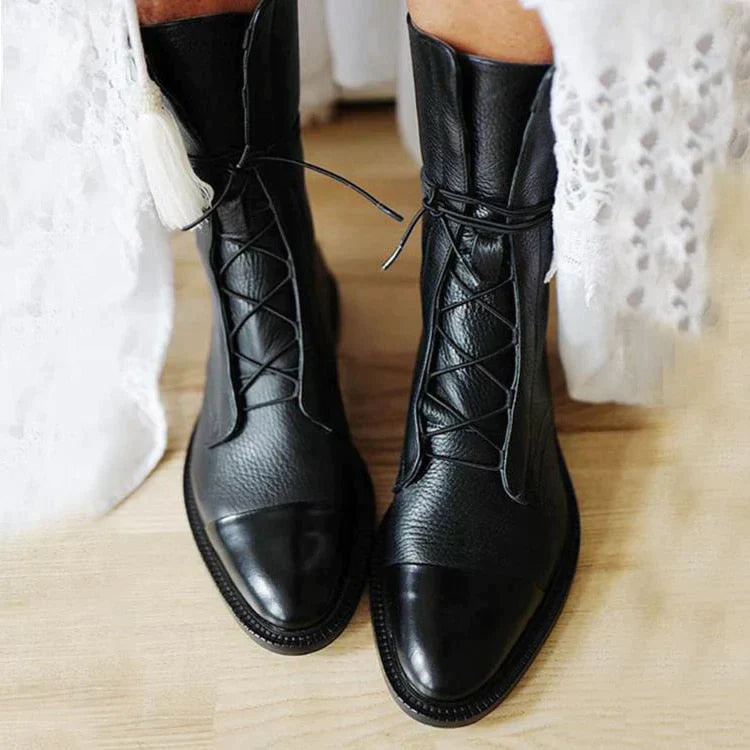 Schwarze Damenstiefel im Vintage-Look mit Anti-Rutsch-Sohle – Elegante und Bequeme Stiefel für Jeden Anlass 1