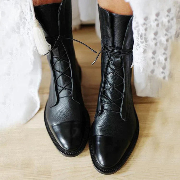 Schwarze Damenstiefel im Vintage-Look mit Anti-Rutsch-Sohle – Elegante und Bequeme Stiefel für Jeden Anlass 1