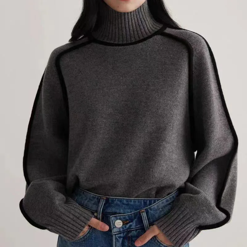 Schwarzer Rollkragenpullover Damen – Eleganter, zeitloser Pullover für Herbst und Winter, vielseitig kombinierbar, schmeichelhafte Passform 0