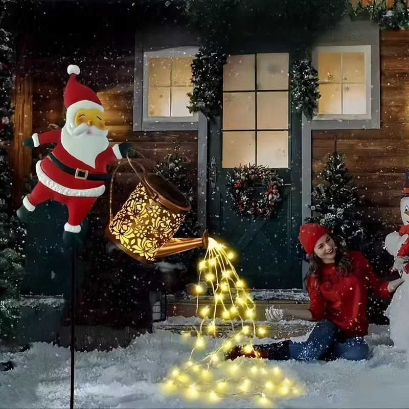 Solar Gartenlampe Weihnachtsmann-Gießkanne mit LED für stimmungsvolle Beleuchtung im Garten
