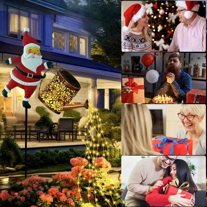 Solar Gartenlampe Weihnachtsmann-Gießkanne mit LED für stimmungsvolle Beleuchtung im Garten